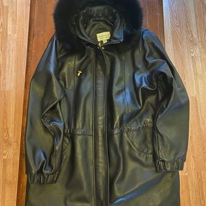 Worthington Lambskin Leather Winter Coat Overcoat